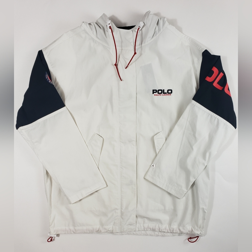 COPY - Polo Ralph Lauren White Polo Sport Windbreaker Patch Jacket Size: S